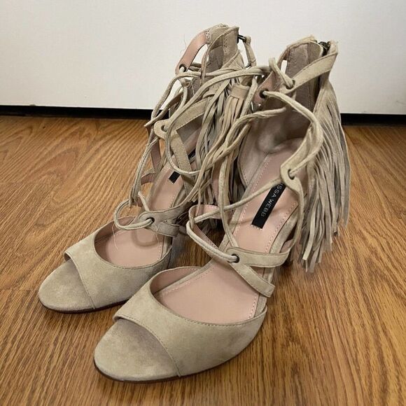 MARISSA WEBB Raina Tassel Lace-Up Tan Heels size EU 38 - Picture 9 of 10